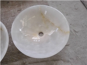 White Onyx Vessel Sinks and Wash Basins,Onyx Round Kitchen Wash Bowls