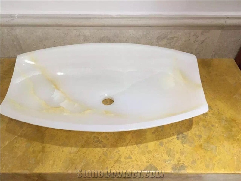 White Onyx Vessel Sinks and Wash Basins,Onyx Round Kitchen Wash Bowls