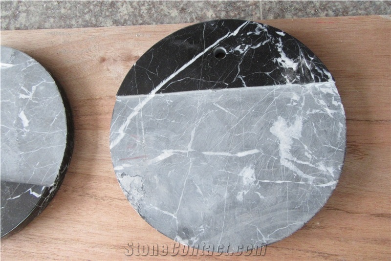 China Natural Stone Black Marble Lamp Base Handcraft Work Carved Gifts