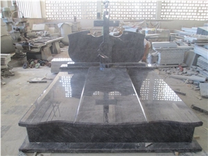 Polished Natural Blue Granite Western Style Tombstones
