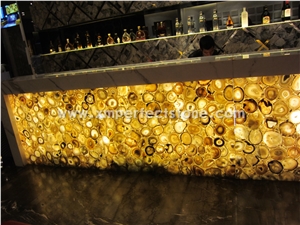 Gold Semiprecious Stone Slab Brown Agate Stone