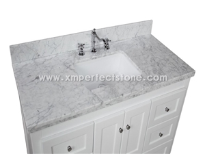 Polished Carrara White Marble Bathroom Vanity Top