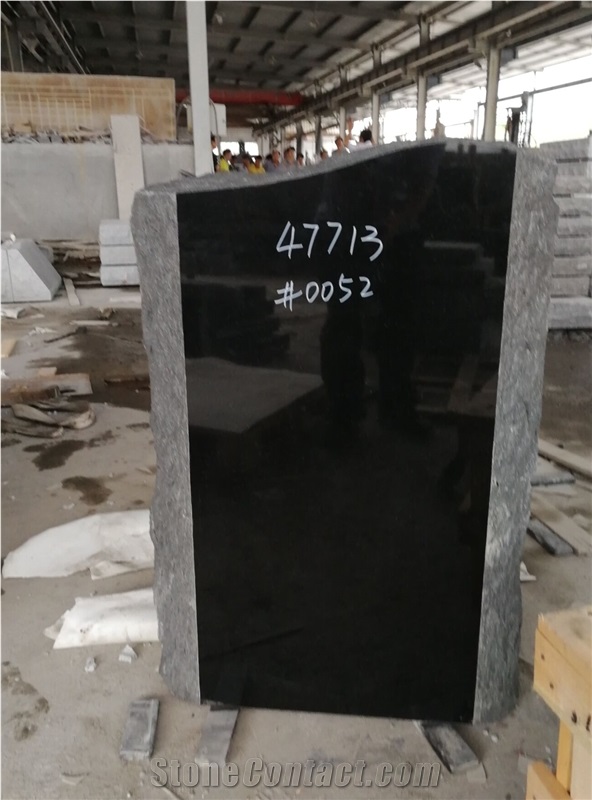 China Shanxi Black Granite Monument with Round Edge