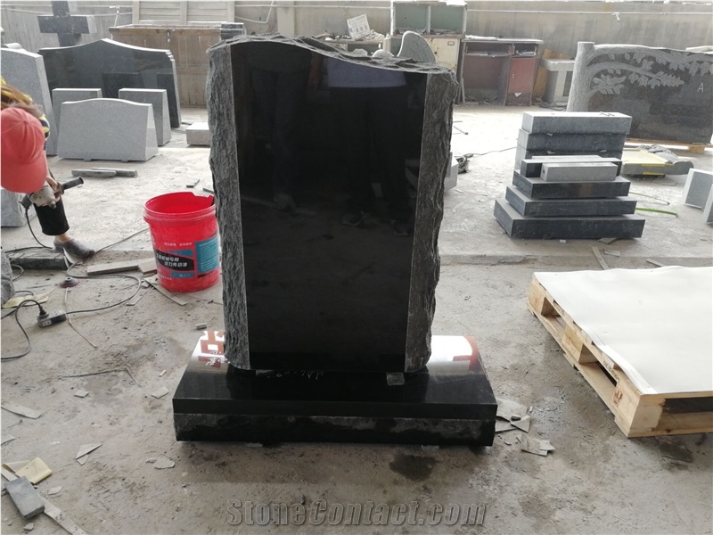 China Shanxi Black Granite Monument with Round Edge