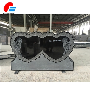 China Shanxi Jet Black Double Hearts with Flower Granite Monument