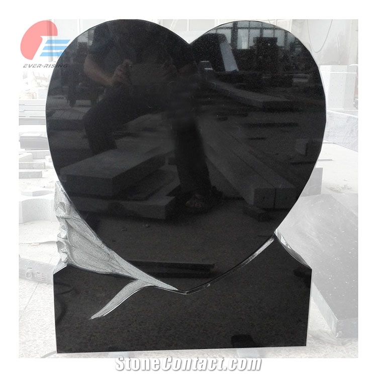 China Shanxi Jet Black Granite Hand with Single Heart Monument
