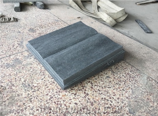 Dark Gray Granite Honed Flat Book Slant Gravestone