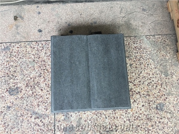 Dark Gray Granite Honed Flat Book Slant Gravestone