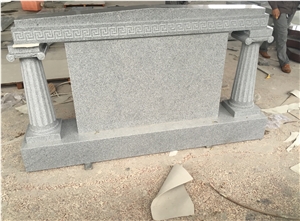 G633 Light Gray Granite Monument Symbol Sandblasted and Flute Sanded