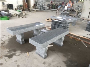 G633 Light Gray Granite Straight Bench with Harp Legs G633 Light Gray Granite Straight Bench with Harp Legs