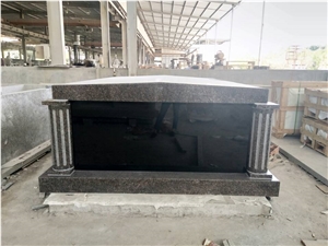 India Mahogany Granite Double Crypts Mausoleum with Round Column