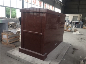 India Red Granite Double Crypts Mausoleum