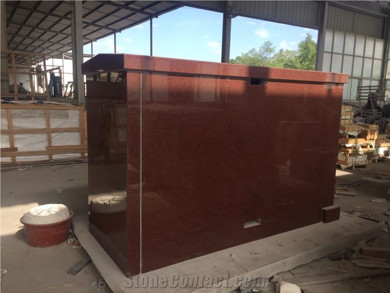 India Red Granite Double Crypts Mausoleum