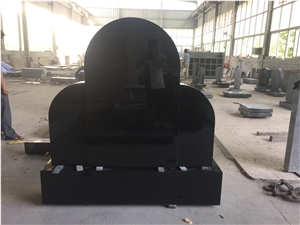 Shanxi a Black Granite Round Upright Monument