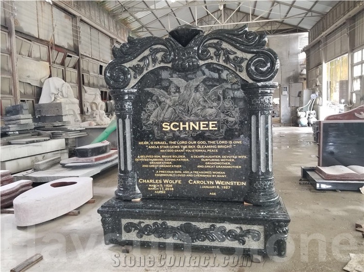 Jewish Style Etched Double Monuments/Tombstones