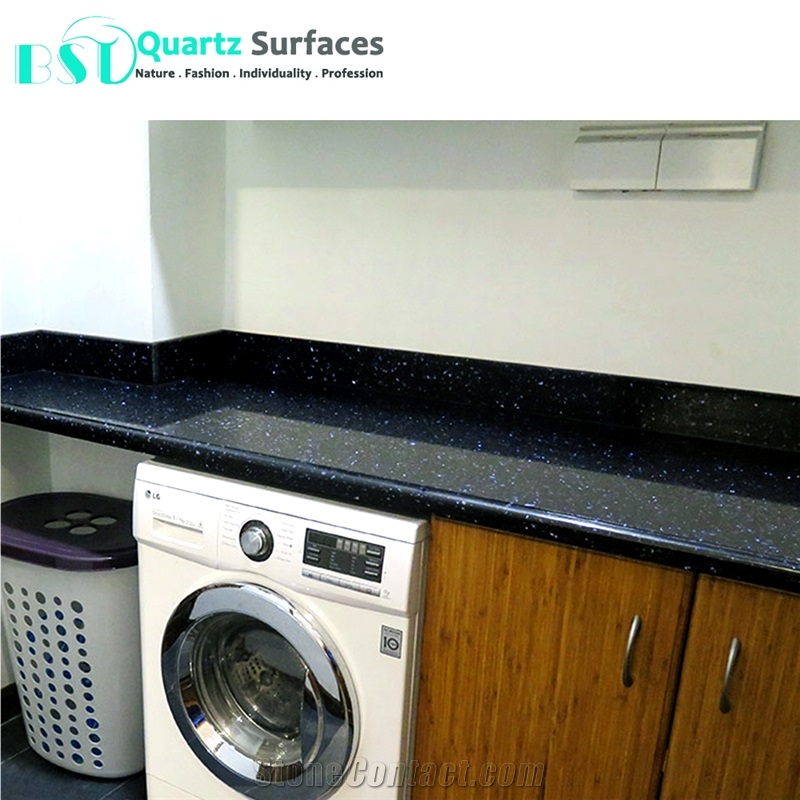 Crystal Quartz Stone Kitchen Countertops with Purple Metal