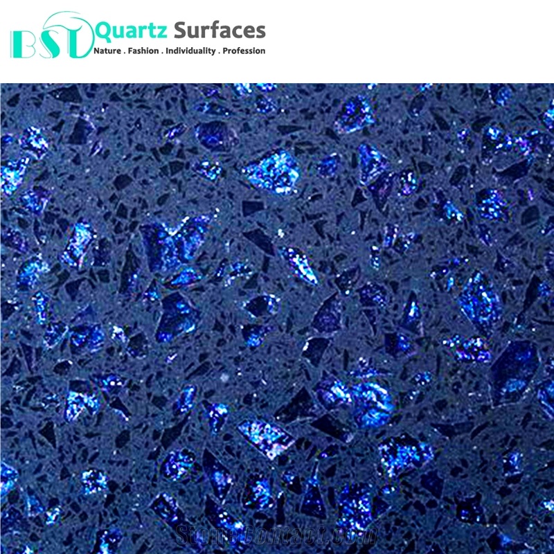 Crystal Quartz Stone Kitchen Countertops with Purple Metal
