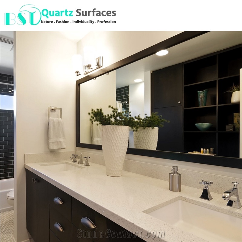 Custom White Sparkle Quartz Stone for Floor Tile