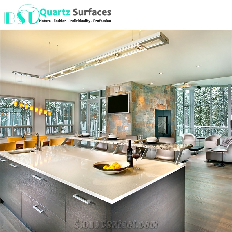 White Mirror Fleck Engineered Quartz Stone for Countertop