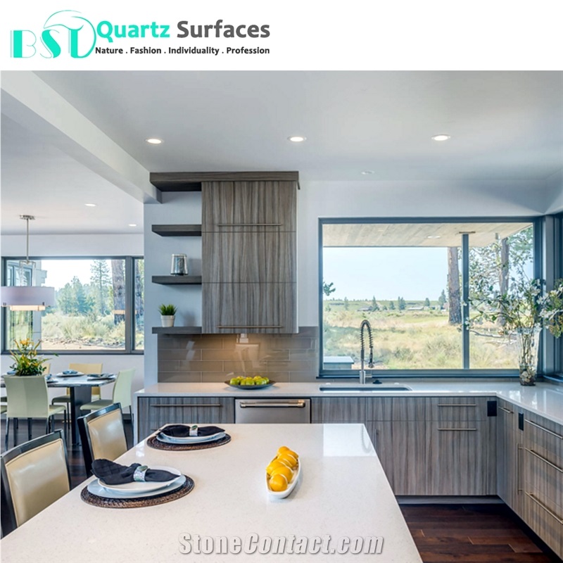White Mirror Fleck Engineered Quartz Stone for Countertop