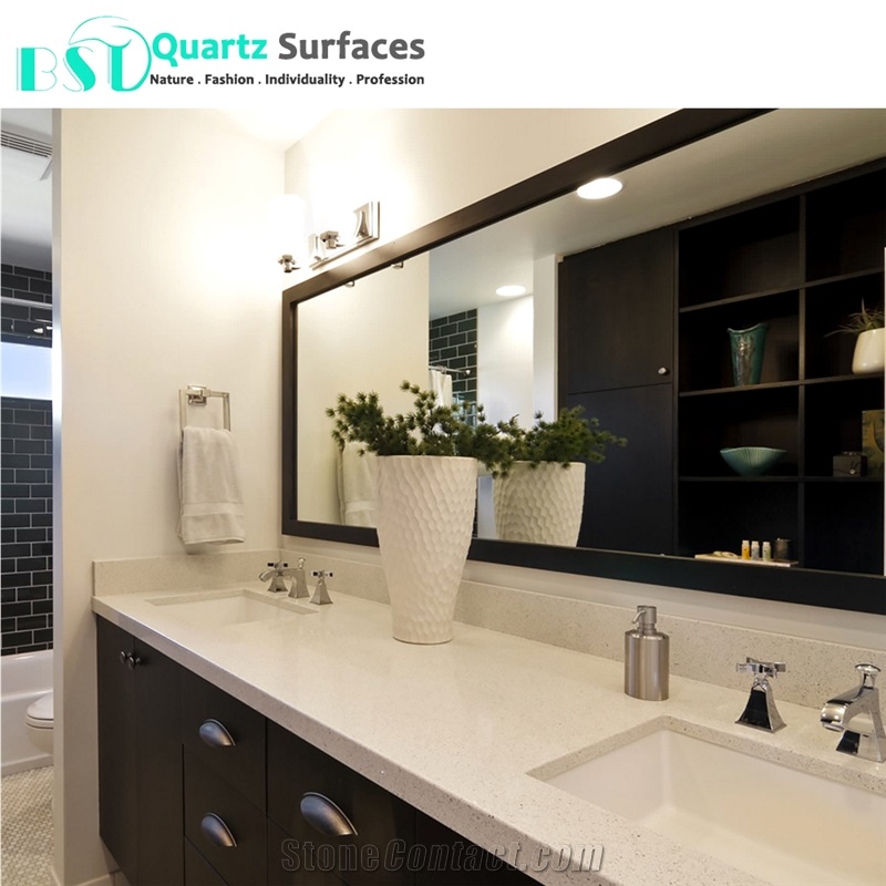 White Mirror Fleck Engineered Quartz Stone for Countertop