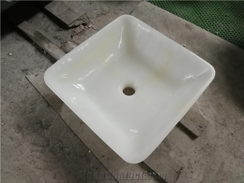 White Onyx Fashionable Design Wash Basins