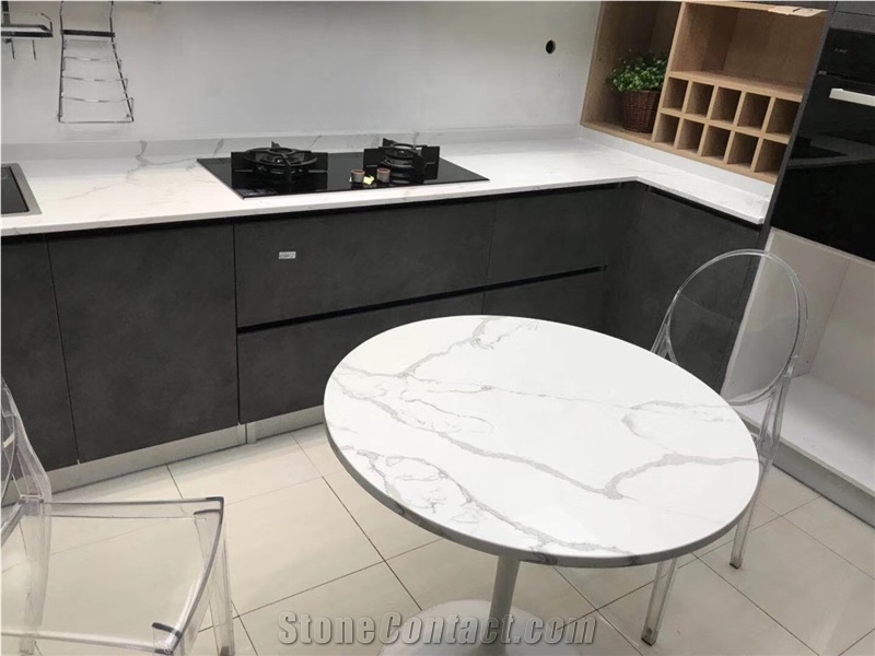 Quartz Stone Cafe Table Top,Artificial Calacatta Tops