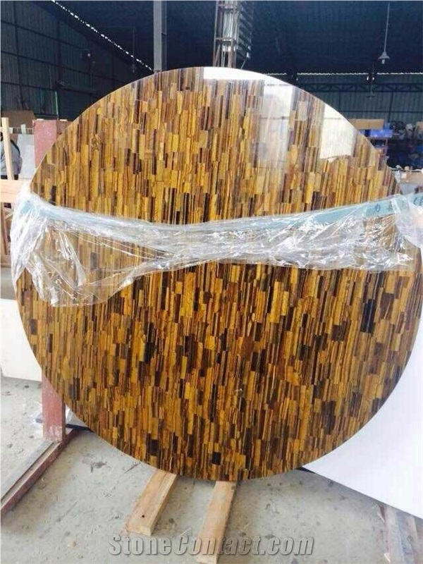Tiger Eye Gold Quartz Semiprecious Stone Table Top