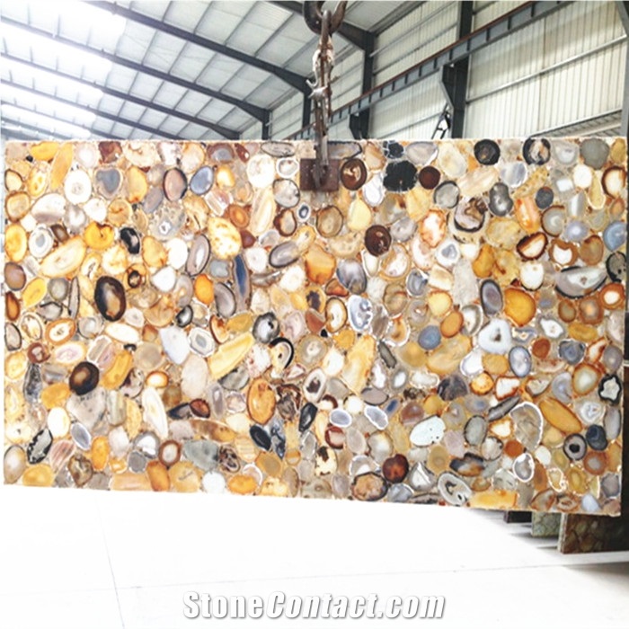 Backlit Gray Semiprecious Tiles,Grey Gemstone Wall Background Panels