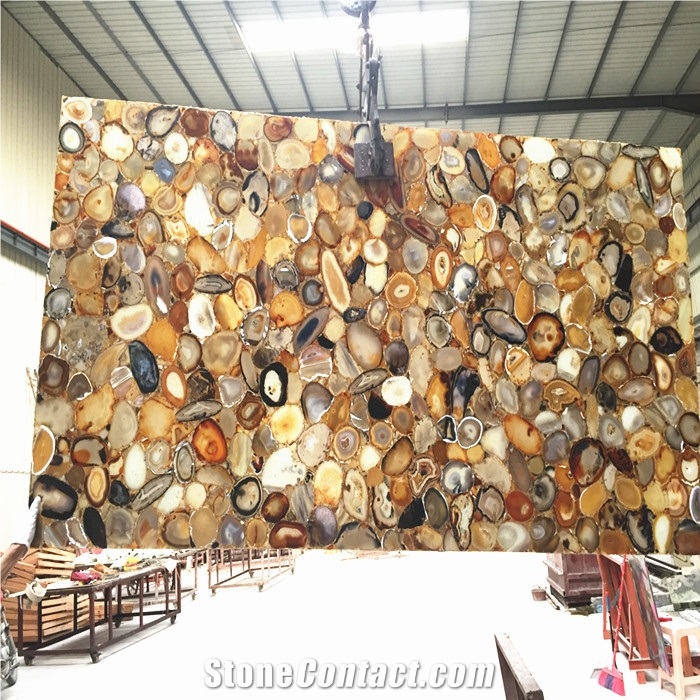 Backlit Gray Semiprecious Tiles,Grey Gemstone Wall Background Panels
