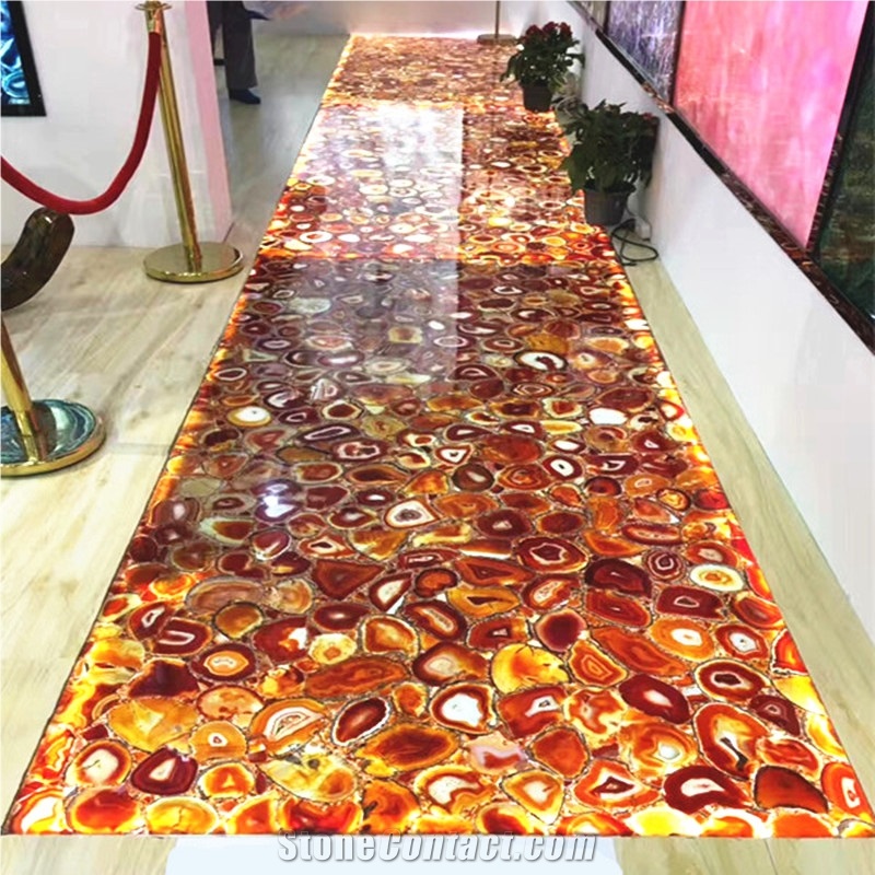 Backlit Luxurious Red Semiprecious Stone Floor,Red Semi Precious Stone