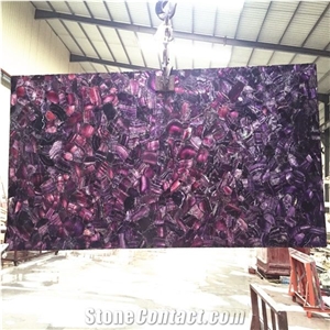 Backlit Natural Luxury Stone Purple Fluorite Gemstone Slab/Tile