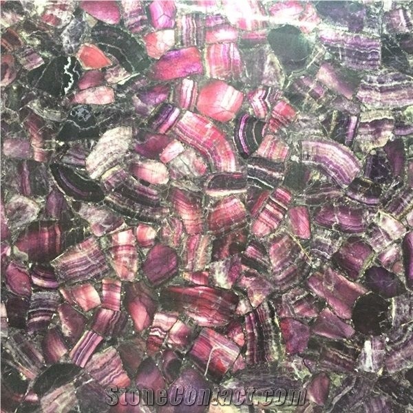 Backlit Natural Luxury Stone Purple Fluorite Gemstone Slab/Tile