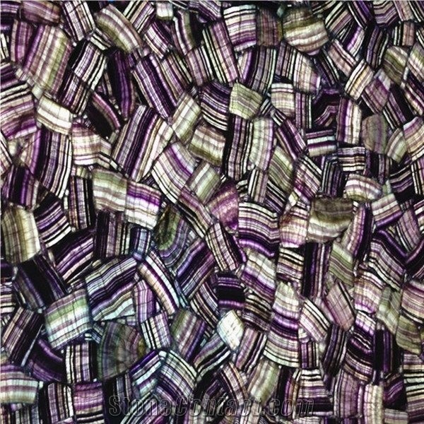 Backlit Natural Luxury Stone Purple Fluorite Gemstone Slab/Tile
