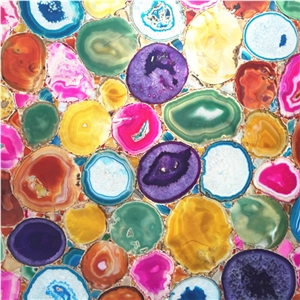 Colorful Gem Stone Gemstone Thin Tile,Multicolor Semi Precious Agate