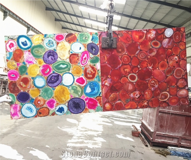 Colorful Gem Stone Gemstone Thin Tile,Multicolor Semi Precious Agate