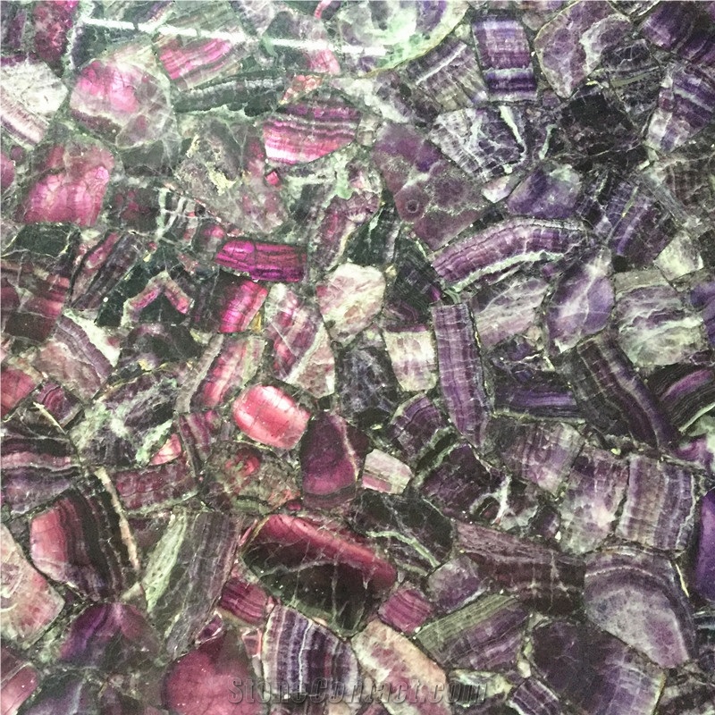 Crystal Purple Gemstone Backlit Amethyst Precious Stone Thin Slab