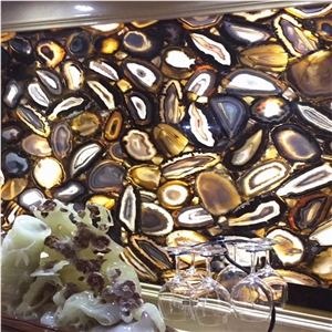 Dark Grey Gemstone Slab,Dark Agate Stone Tiles,Dark Grey Semiprecious