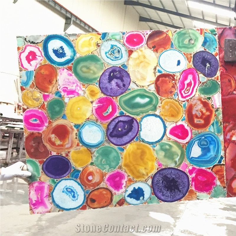 Multicolor Semi Precious Stone Tile, Multicolor Gemstone Tiles Slab