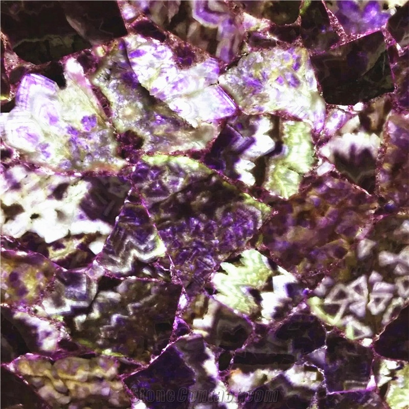Purple Agate,Fluorite Gemstone Wall Tile,Amethyst Semiprecious Slabs