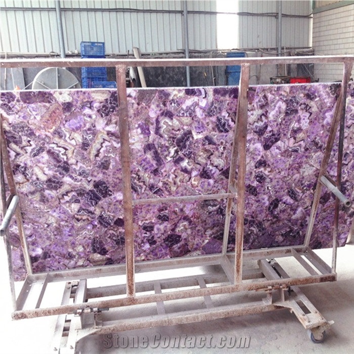 Purple Agate,Fluorite Gemstone Wall Tile,Amethyst Semiprecious Slabs