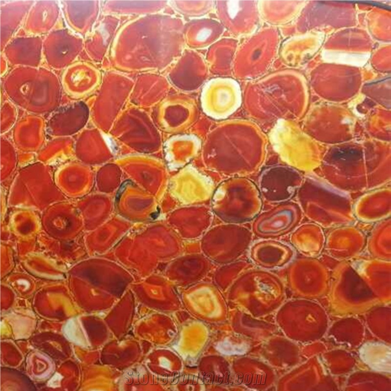 Red Semiprecious Stone Slabs for 5 Stars Hotel Decoration