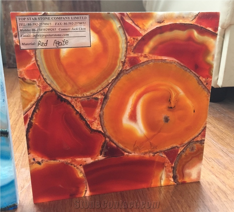 Red Semiprecious Stone Slabs for 5 Stars Hotel Decoration