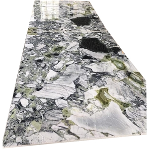 Beauty Slab Table Top White Ice Jade Green Marble