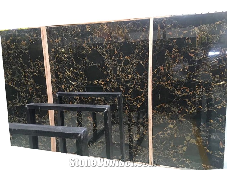 Black With Gold Veins  Portoro Gold Marble Slab