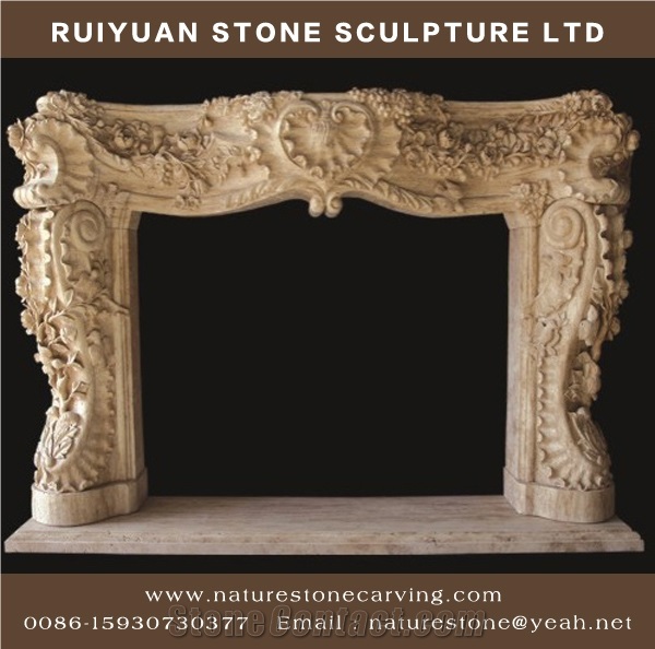 Fireplace Mantel Handcarved Crema Fireplace Sculptured Mantel