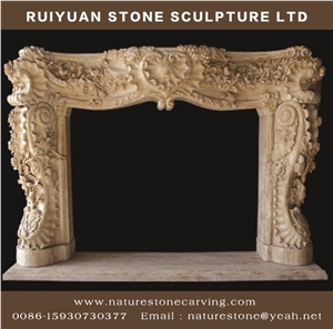 Fireplace Mantel Handcarved Crema Fireplace Sculptured Mantel