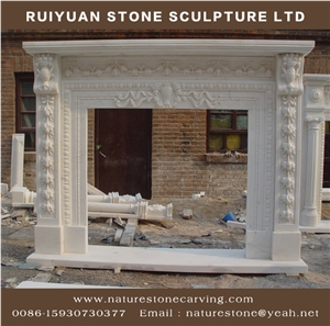 Fireplace Mantel Handcarved Crema Fireplace Sculptured Mantel
