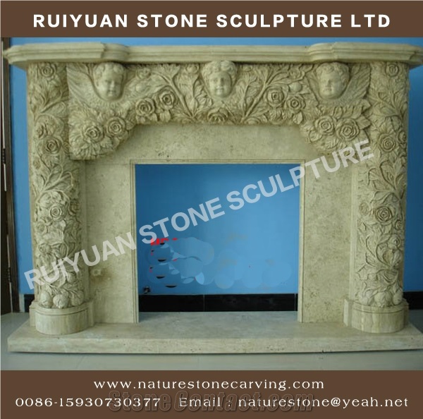 Fireplace Mantel Handcarved Crema Fireplace Sculptured Mantel