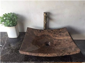 Brown Coffee Marble Sink Bathroom Rectangle Basin